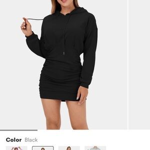 Halara Hooded Drawstring Long Sleeve Ruched Bodycon Mini Casual Dress
